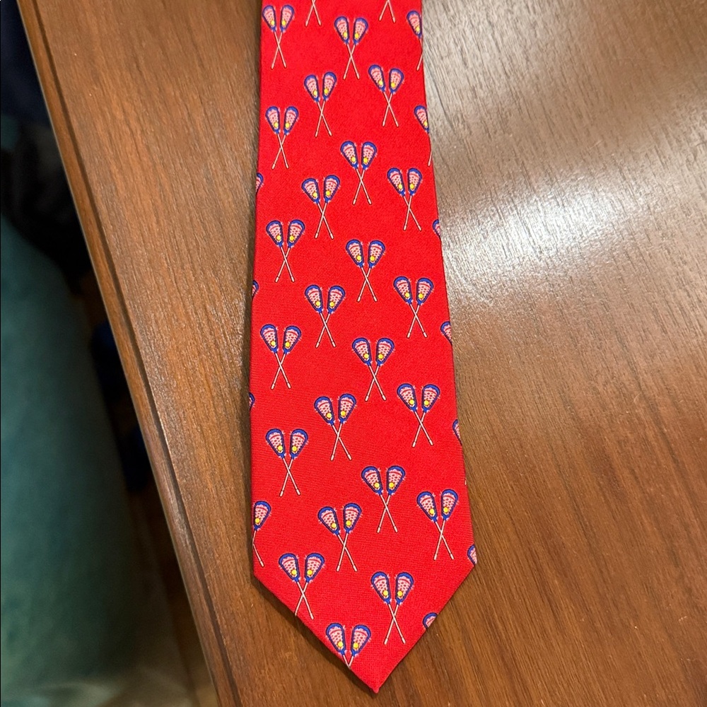 Red Lacrosse Pattern Tie